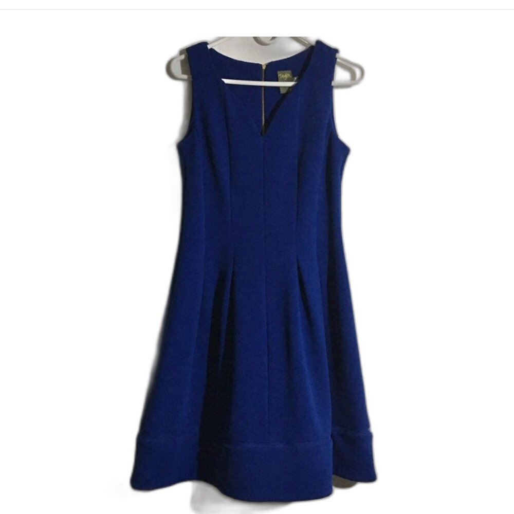Taylor Fit & Flare Royal Blue Sleeveless Textured Dress: Size 8